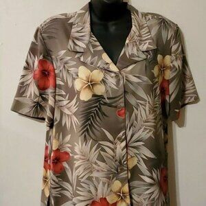 Jaclyn Smith Womens Blouse-Large-Floral Design-100% Polyester, Pre-owned (WC10)